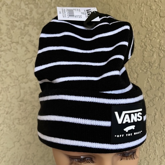 VANS BREAKIN CURFEW KNIT CUFF BEANIE ADULT HAT BLACK WHITE VN0A5GUV2UC - Picture 2 of 16